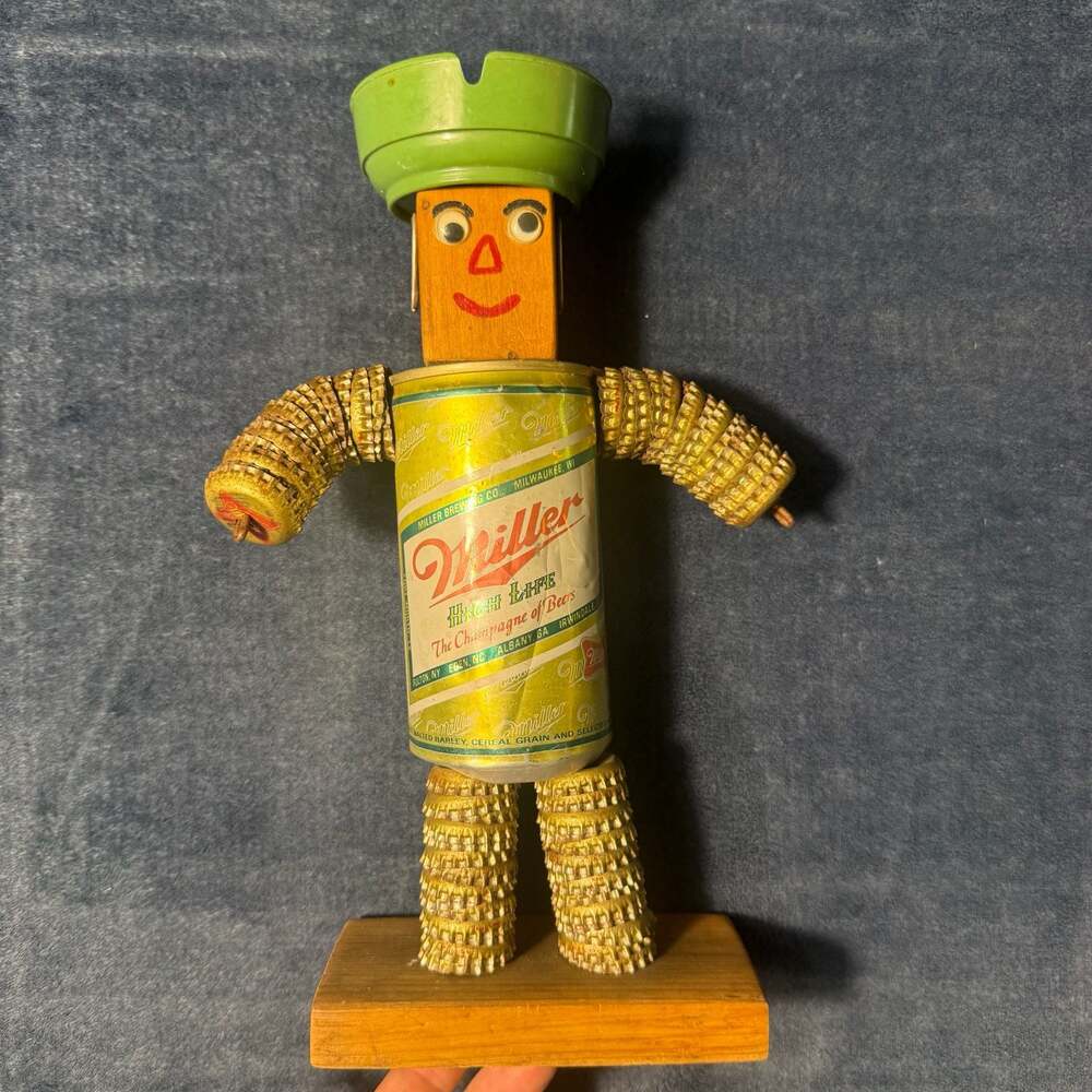 Vintage Handmade Miller High Life Beer Can Folk Art Robot Figure